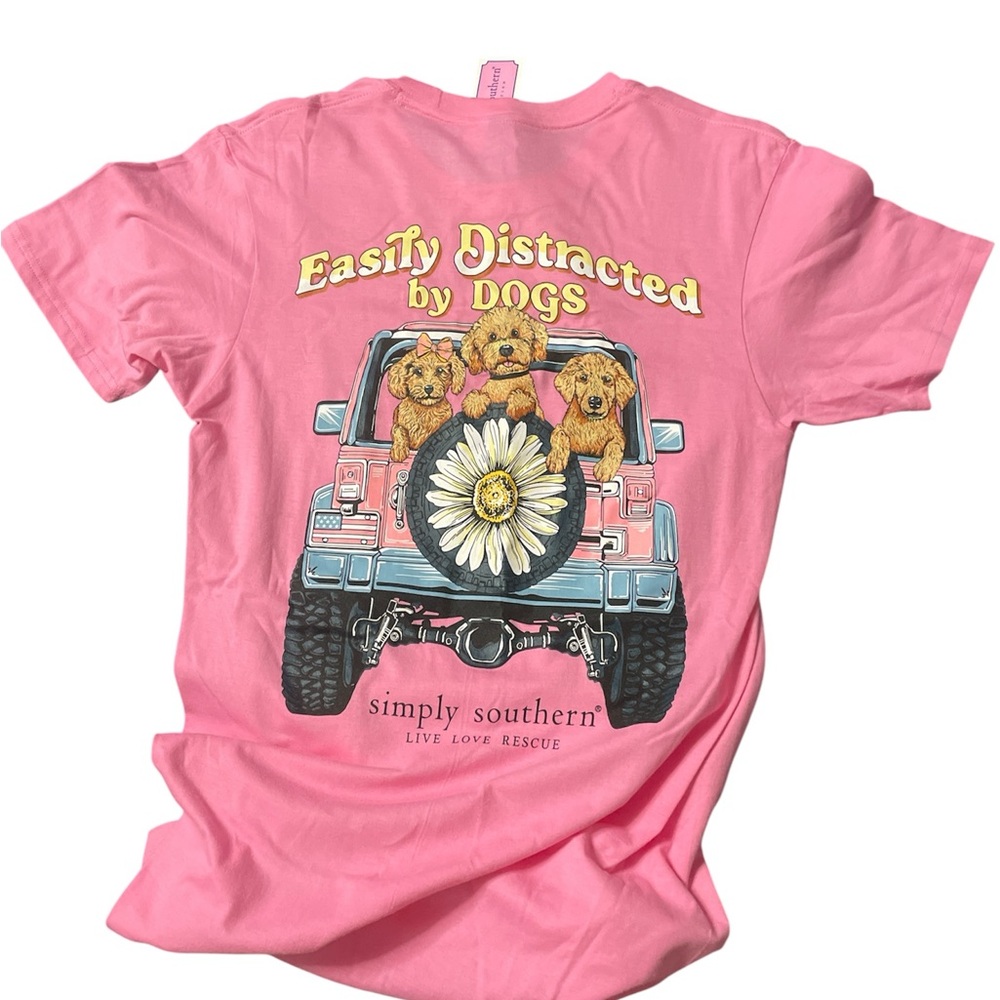 Simply Southern Pink 'Easily Distracted by Dogs' Tee